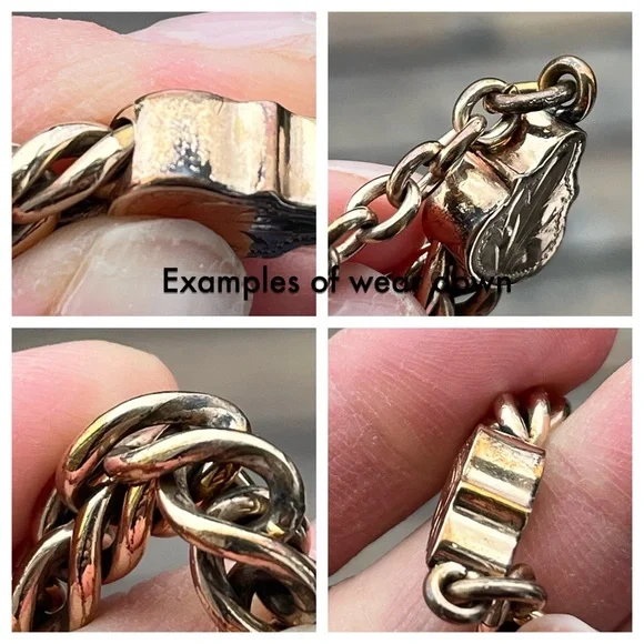 62.32 Gram Antique Gold Filled Albert Watch Curb Chain with T-Bar- 15.5” - Picture 10 of 14